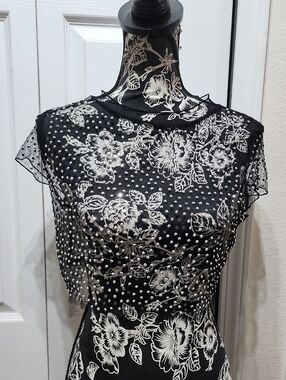 Women's Mesh Crop Top with Silver Embellishments M/L